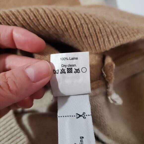 J. Crew Womens Double Zip 100% Wool Neutral Tan Colorblock Knit Sweater Size S - Picture 10 of 12